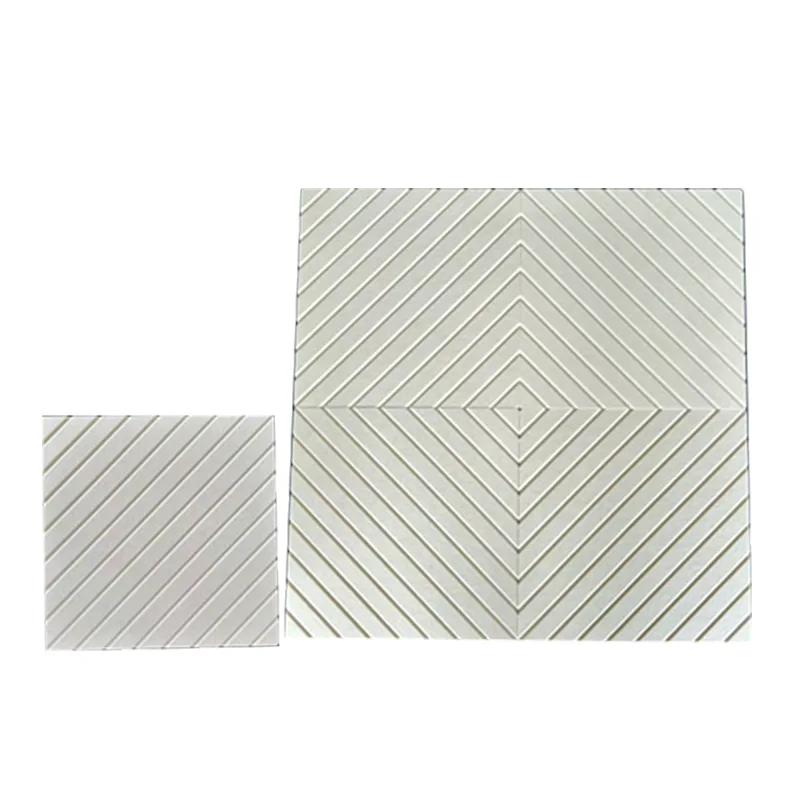 Panou acustic PET cu tăietură în V bej