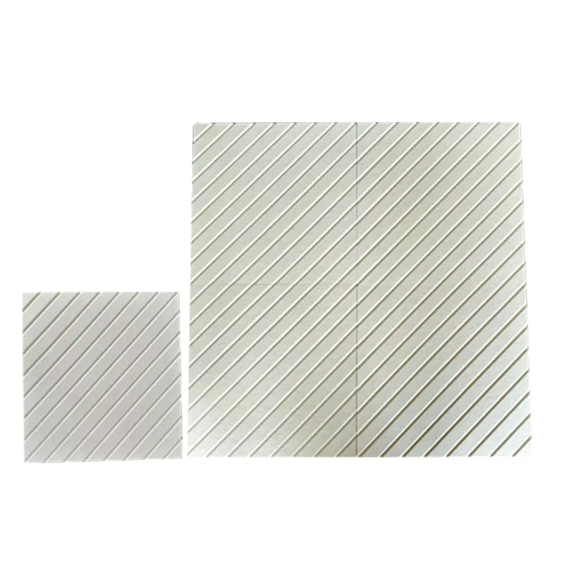 Panou acustic PET cu caneluri în V bej